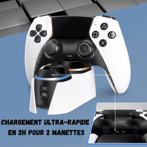 Chargement Ultra-Rapide en 2h pour 2 Manettes PS5